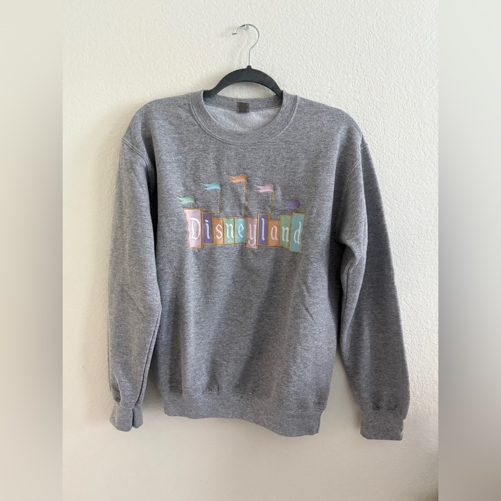 Disneyland Embroidered Marquee Grey Pullover
